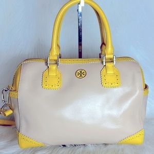RARE Tory Burch Robinson Satchel Bright Yellow Nude